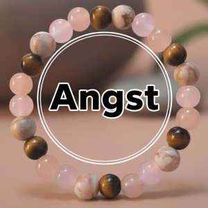 Witchhaven, Dominika Marx, handgefertigtes Anti Angst Armband aus Tigerauge Rosenquarz und Magnesit Perlen, spiritueller Schmuck für mentale Balance und Schutz, energetisch gereinigtes Edelstein Armband gegen innere Unruhe, elastisches Unikat für Zuversicht