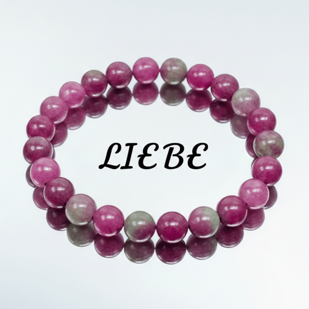Witchhaven, Dominika Marx, selbstgemachtes Pink Turmalin Armband aus 8 mm großen rosa Naturstein Perlen, spiritueller Schmuck für das Herz Chakra und emotionale Heilung, energetisch gereinigtes Edelstein Armband auf elastischem Band, toskanisches Design