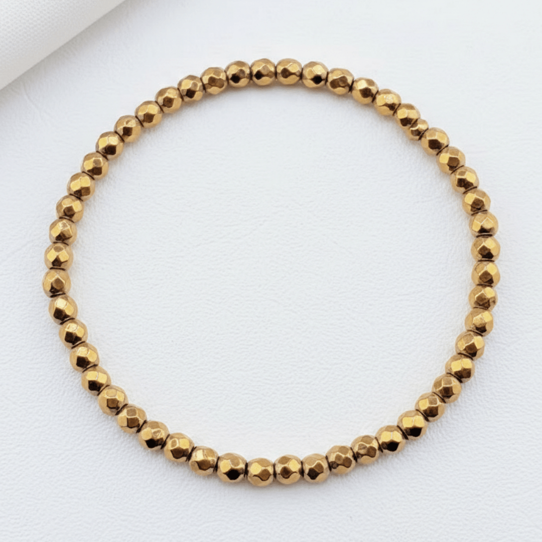 Witchhaven, Dominika Marx, handgefertigtes Pyrit Reichtumsarmband aus facettierten goldenen Naturstein Perlen, spiritueller Schmuck für Manifestation und Erfolg, energetisch gereinigtes Edelstein Armband für Fülle und Wohlstand, wählbar in 4mm oder 6mm