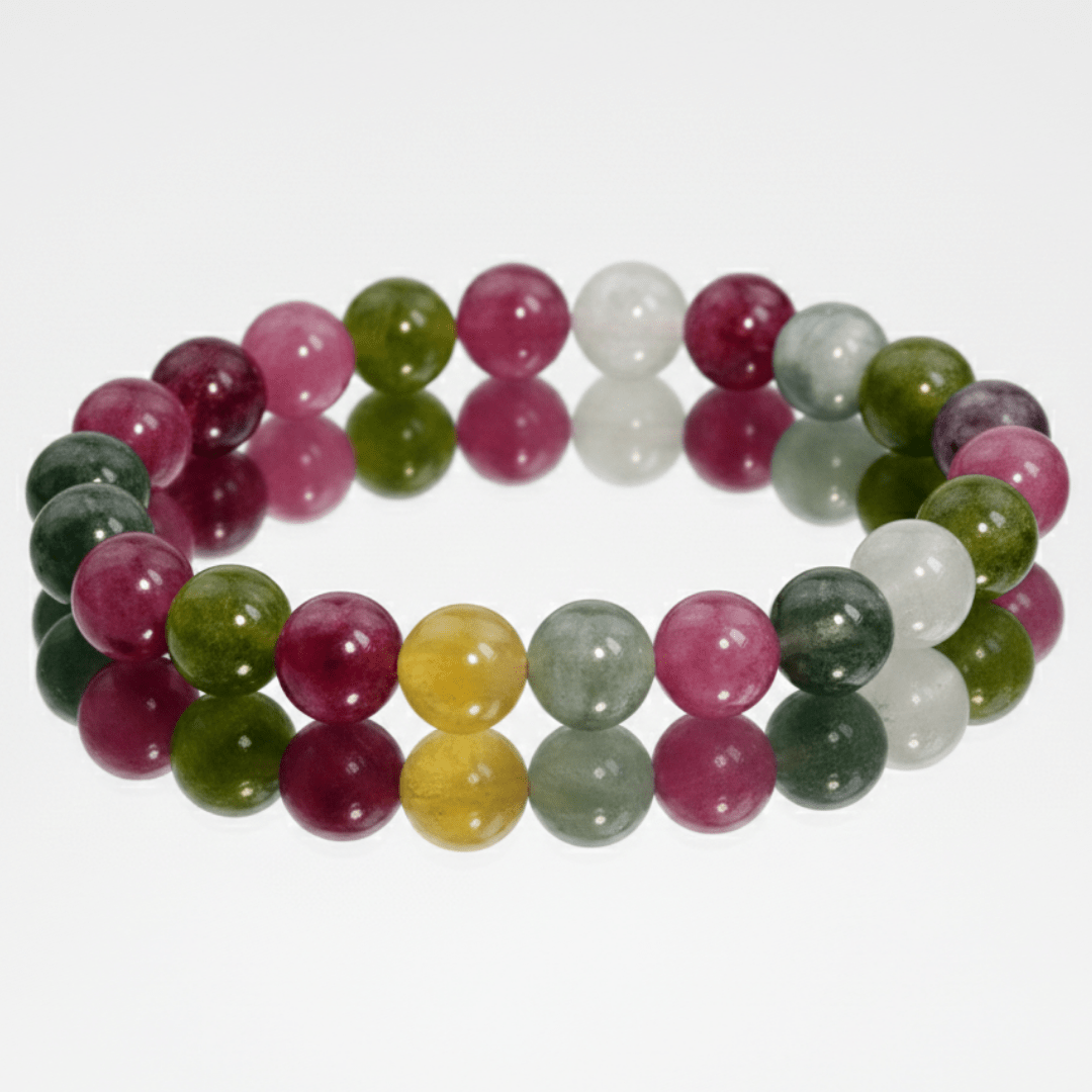 Turmalin Armband handgefertigt, bunte Naturstein Perlen 8mm, Dominika Marx, Witchhaven, Edelstein Armband für Damen, Yoga Schmuck energetisch, Heilstein Armband bunt, elastisches Perlenarmband, Turmalin Schmuck Unikat, spiritueller Schmuck handgemacht, Natursteinschmuck farbenfroh, Schutzstein Armband, Chakra Harmonisierung, Glücksnebel Schmuck Design