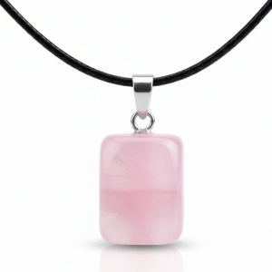 Witchhaven, Dominika Marx, Rosenquarz Anhänger mit Halskette, handpolierter rosa Naturstein, spiritueller Schmuck für das Herzchakra, energetisch gereinigter Heilstein, Geschenk für Selbstliebe und Harmonie