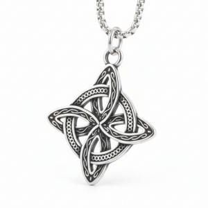 Witchhaven, Dominika Marx, Hexenknoten Halskette aus Edelstahl, mystischer Schutzanhänger mit Panzerkette, spiritueller Schmuck für Glück und Sicherheit, energetisch gereinigtes Schutzamulett