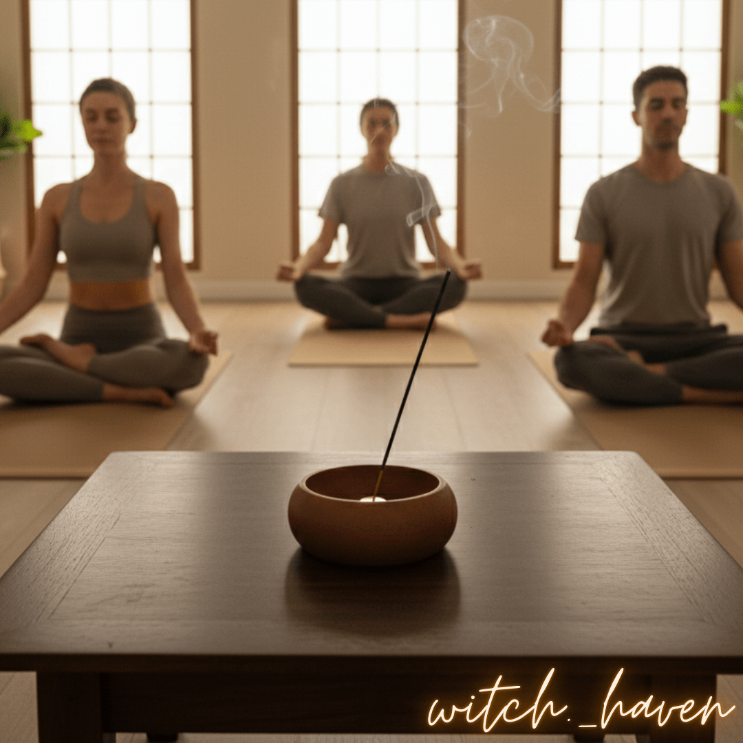 Witchhaven, Dominika Marx, abgerundeter Räucherstäbchenhalter aus Massivholz mit Messing Multi-Loch-Einsatz, kompakte Holzschale für die Meditation, spirituelles Zubehör für energetische Reinigung, handliches Design für Räucherrituale