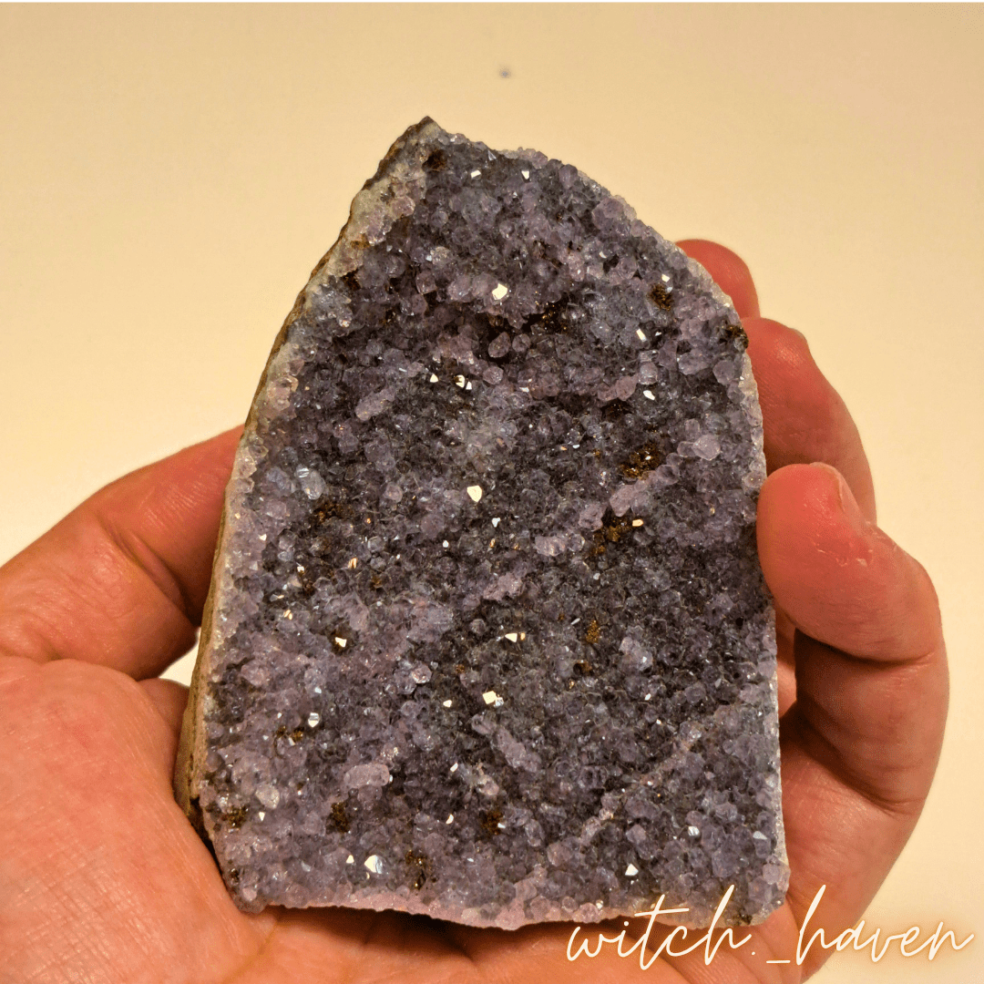 Witchhaven, Dominika Marx, natürlicher Amethyst Cluster aus Brasilien, violetter Rohkristall zur Reinigung von Schmuck und Heilsteinen, spirituelles Schutzobjekt für die Meditation, energetisch gereinigter Amethyst