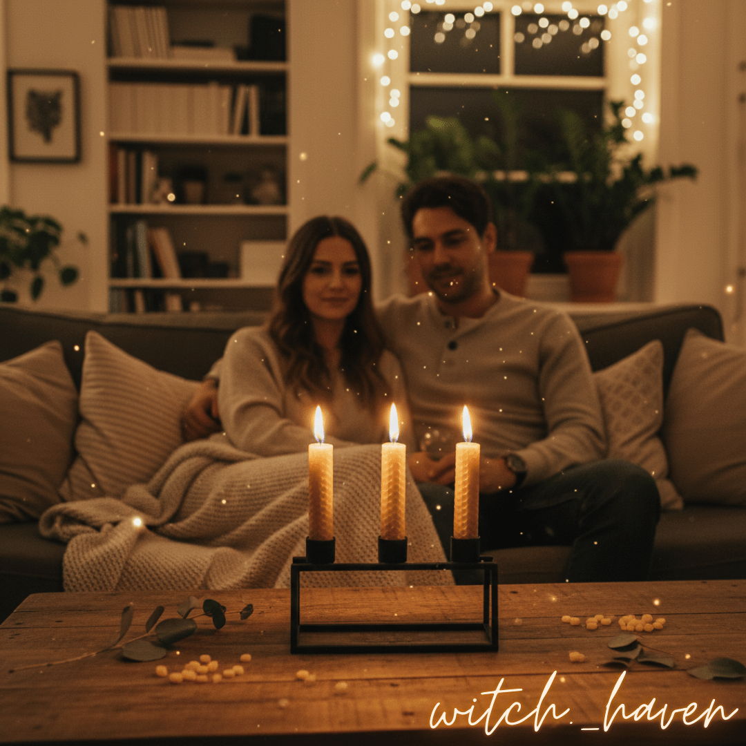 Witchhaven, Dominika Marx, handgefertigte Bienenwachskerzen im 4er Set, gerollte Wabenkerzen aus Bio Bienenwachs, natürlicher Honigduft für Meditation, energetisch gereinigte Naturkerzen