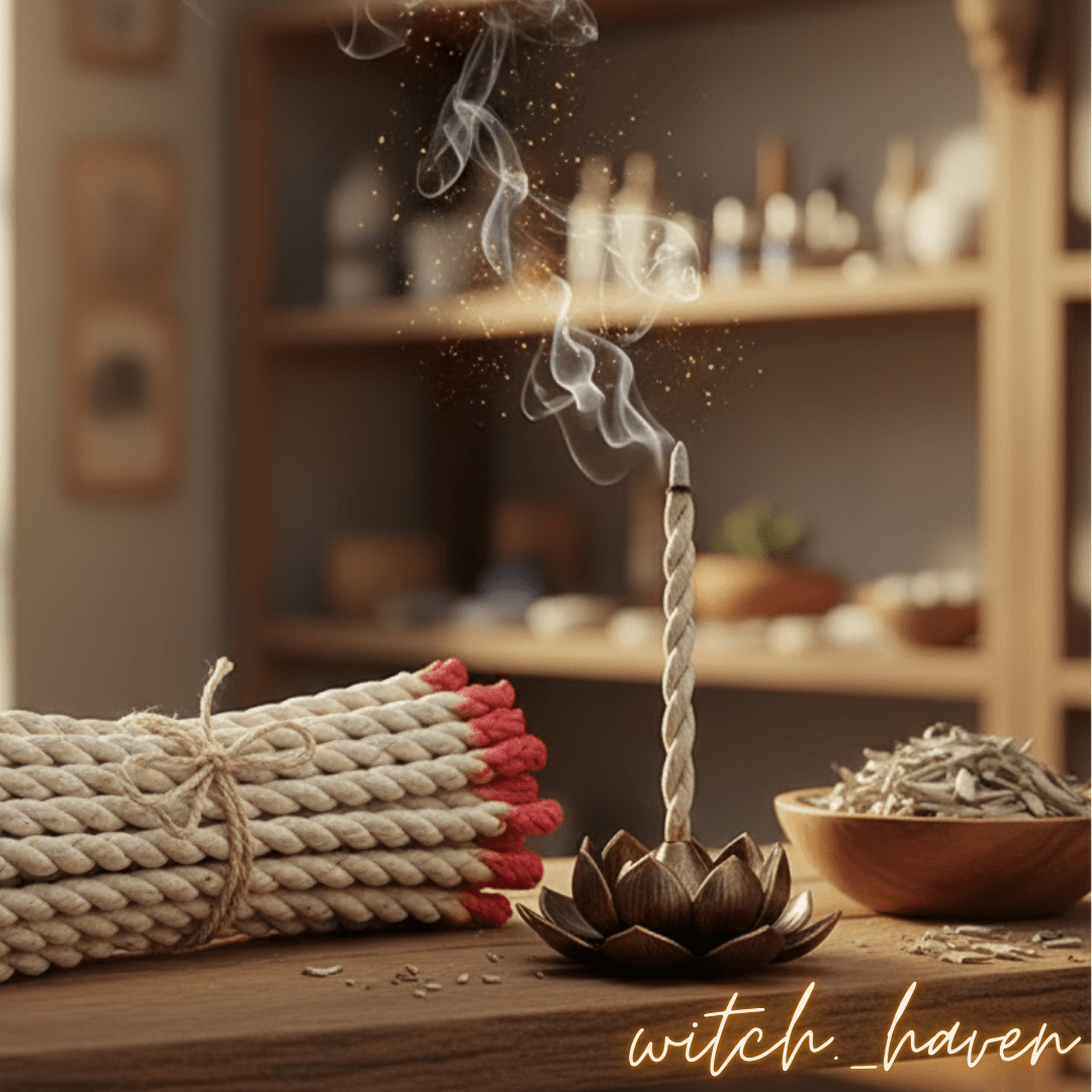 Witchhaven, Dominika Marx, handgemachte Weiße Salbei Räucherstäbchen im 20er Set, botanisches Räucherwerk für energetische Klärung, spirituelle Reinigung von negativer Energie, energetisch gereinigte Salbei Stäbchen