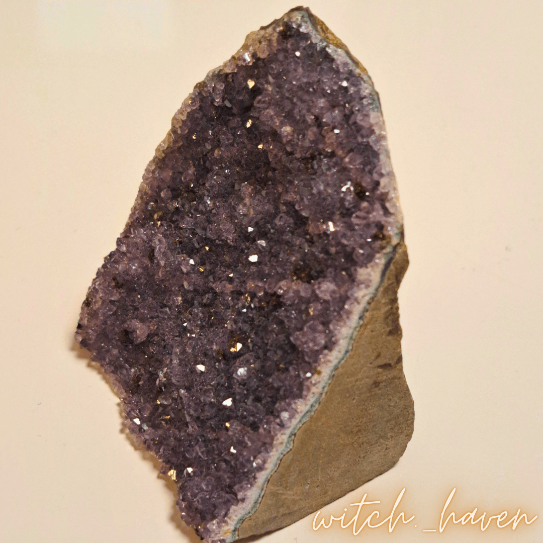 Witchhaven, Dominika Marx, natürlicher Amethyst Cluster aus Brasilien, violetter Rohkristall zur Reinigung von Schmuck und Heilsteinen, spirituelles Schutzobjekt für die Meditation, energetisch gereinigter Amethyst