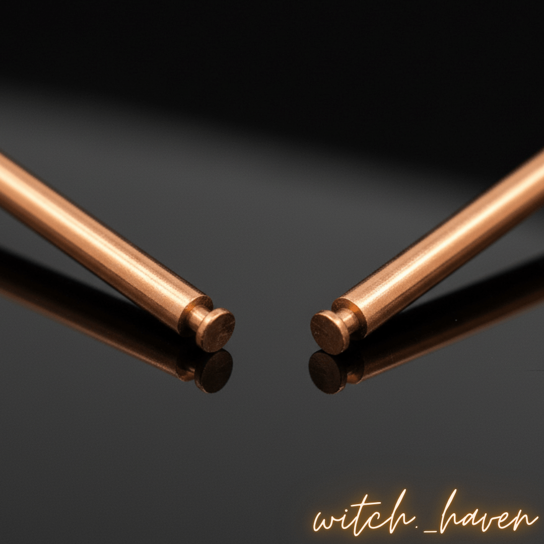 Witchhaven, Dominika Marx, ausziehbare Wünschelruten aus reinem Kupfer, Resonanz Stäbe für Geisterjagd und Aura Analyse, spirituelles Ortungswerkzeug Made in Germany, energetisch gereinigte Kupferruten