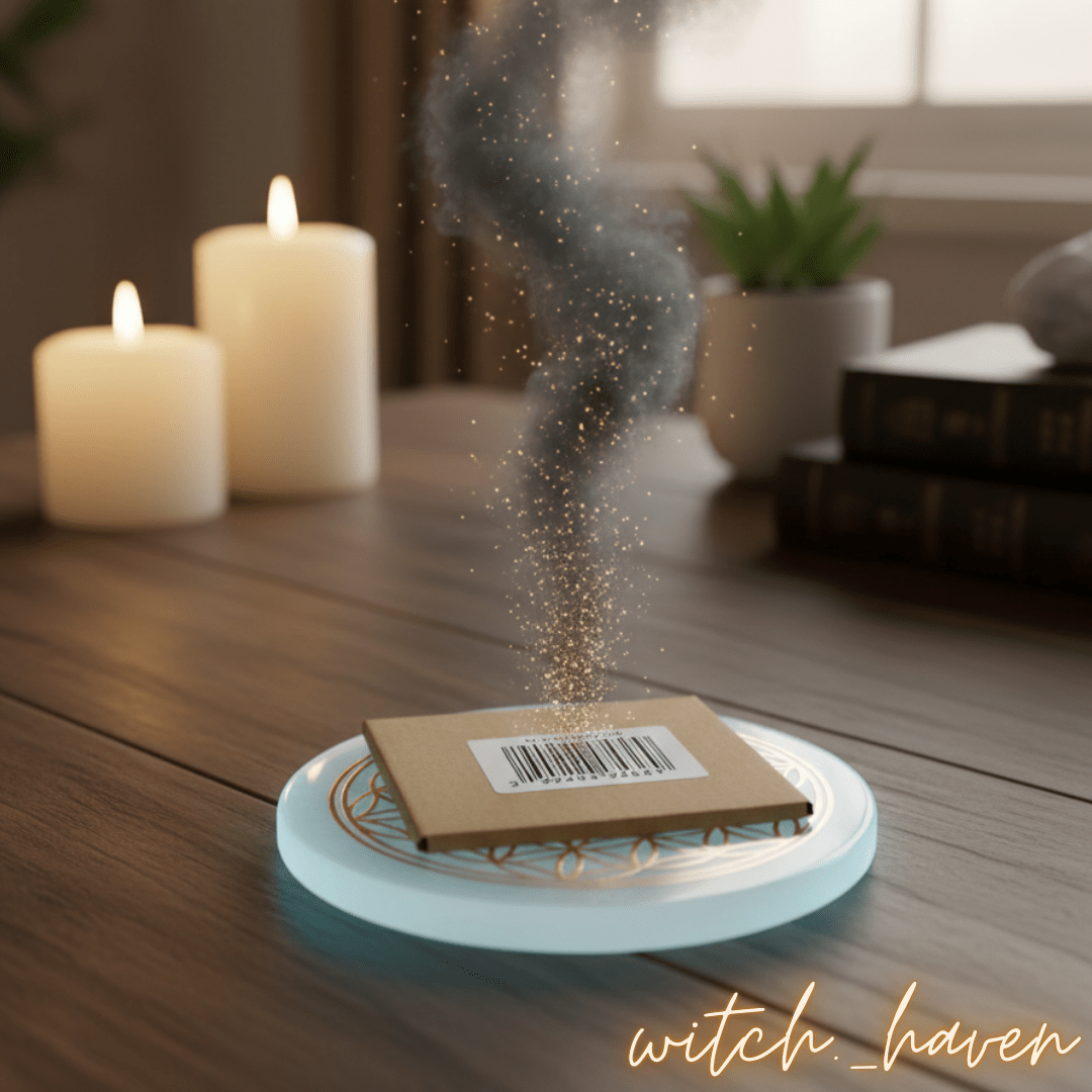 Witchhaven, Dominika Marx, runde Selenit Ladeplatte mit goldener Blume des Lebens Gravur, polierter Selenitstein zur Reinigung und Aufladung von Kristallen, spirituelles Zubehör für Altar und Meditation, energetisch gereinigter Selenit