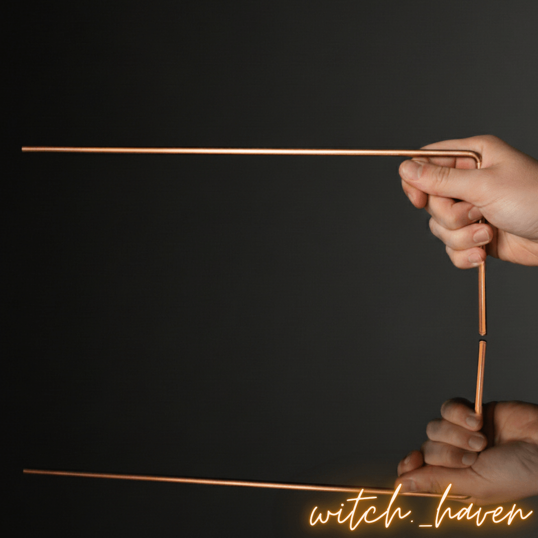 Witchhaven, Dominika Marx, ausziehbare Wünschelruten aus reinem Kupfer, Resonanz Stäbe für Geisterjagd und Aura Analyse, spirituelles Ortungswerkzeug Made in Germany, energetisch gereinigte Kupferruten