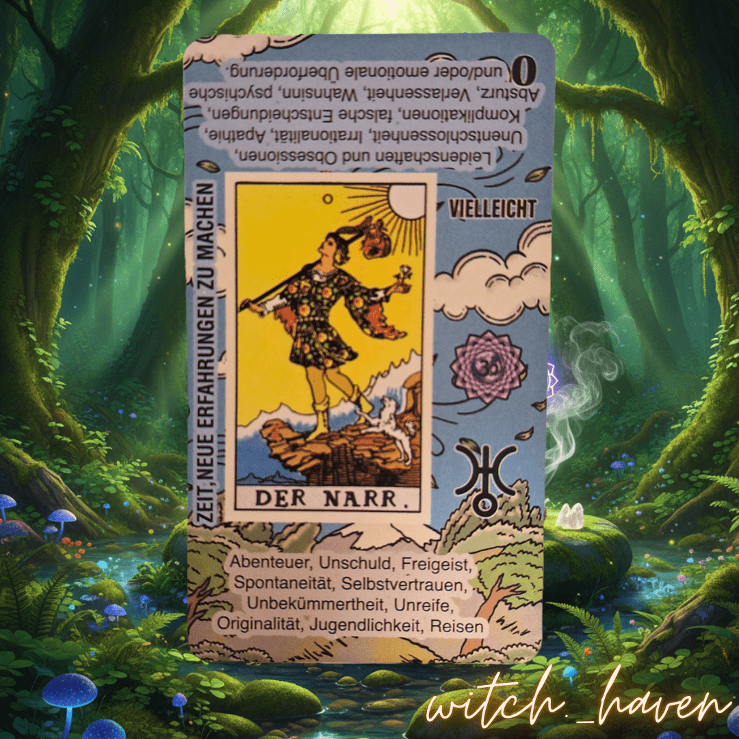 Witchhaven, Dominika Marx, Tarotkarten mit Bedeutungen auf den Karten, 78er Set mit Chakren und Horoskop Symbolen, spirituelles Tarot Deck für Anfänger, energetisch gereinigte Orakelkarten, blaues Kartendesign