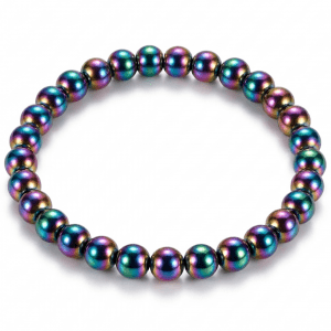 Regenbogen Hämatit Armband handgefertigt, schillernde Hämatit Perlen 6mm, Dominika Marx, Witchhaven, Edelstein Armband Erdung, Schmuck für Fokus und Konzentration, Hämatit Perlenarmband bunt, energetisch gereinigter Schmuck, handgemachtes Armband Damen, Hämatit Schutzstein, spirituelles Geschenk Handarbeit, Regenbogen Kristall Armband