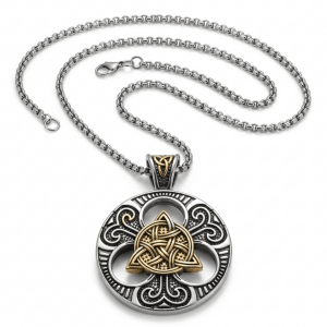 Keltischer Knoten Anhänger Silber Gold, Triquetra Symbol Kette, Dominika Marx, Witchhaven, keltisches Schutzamulett, Dreifaltigkeit Schmuck, avantgardistischer Anhänger spirituell, energetisch gereinigter Halsschmuck, Knotenmuster Anhänger groß, magisches Geschenk Kelten, Symbol für Unendlichkeit Kette, ritueller Begleiter Schmuck