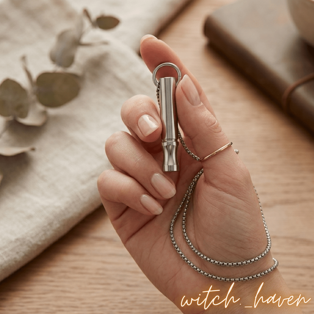 Atmungskette für Entspannung Edelstahl Silber, Dominika Marx, Witchhaven, Schmuck für Stressabbau, Atemregler Anhänger, Achtsamkeit Kette Damen Herren, Meditation Tool Atmung, energetisch gereinigte Kette, Werkzeug für tiefe Entspannung, Anti Stress Schmuck, Atemübung Kette, spirituelles Wohlbefinden