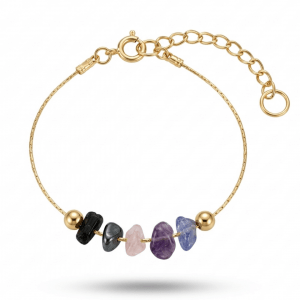 Magisches Schutzarmband Rohkristalle Dominika Marx, Obsidian Amethyst Schutzschmuck handgefertigt, Tansanit Rohstein Armband energetisch, spiritueller Begleiter Aura Schutz, handgemachtes Kristallarmband Witchhaven, rituelles Reinigungsritual Schmuck, Heilsteine für Schutz sowie Erdung, exklusives Design Rohkristalle goldfarben