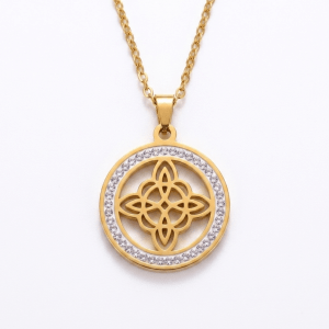 Keltische Hexenknoten Halskette Gold Zirkonia Dominika Marx, magisches Schutzsymbol Anhänger Edelstahl handverlesen, spiritueller Begleiter Hexenknoten Design, Schmuck für energetischen Schutz Witchhaven, rituelles Reinigungsritual Halskette, keltischer Knoten für Unendlichkeit sowie Kraft, exklusives Design Schutzamulett goldfarben