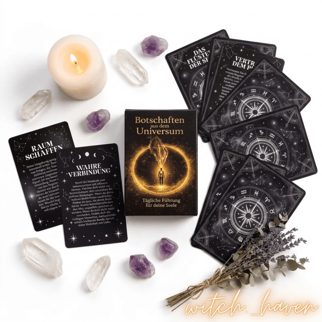 Orakelkarten Universumsbotschaften Dominika Marx, spirituelles Kartenset tägliche Führung Design, mystische Sternbilder Kartenrückseite Witchhaven, handverlesene Orakelkarten Heilung sowie Kraft, rituelles Reinigungsritual Kartenset, intuitive Botschaften für Meditation, exklusives Orakel Set 55 Karten deutsch
