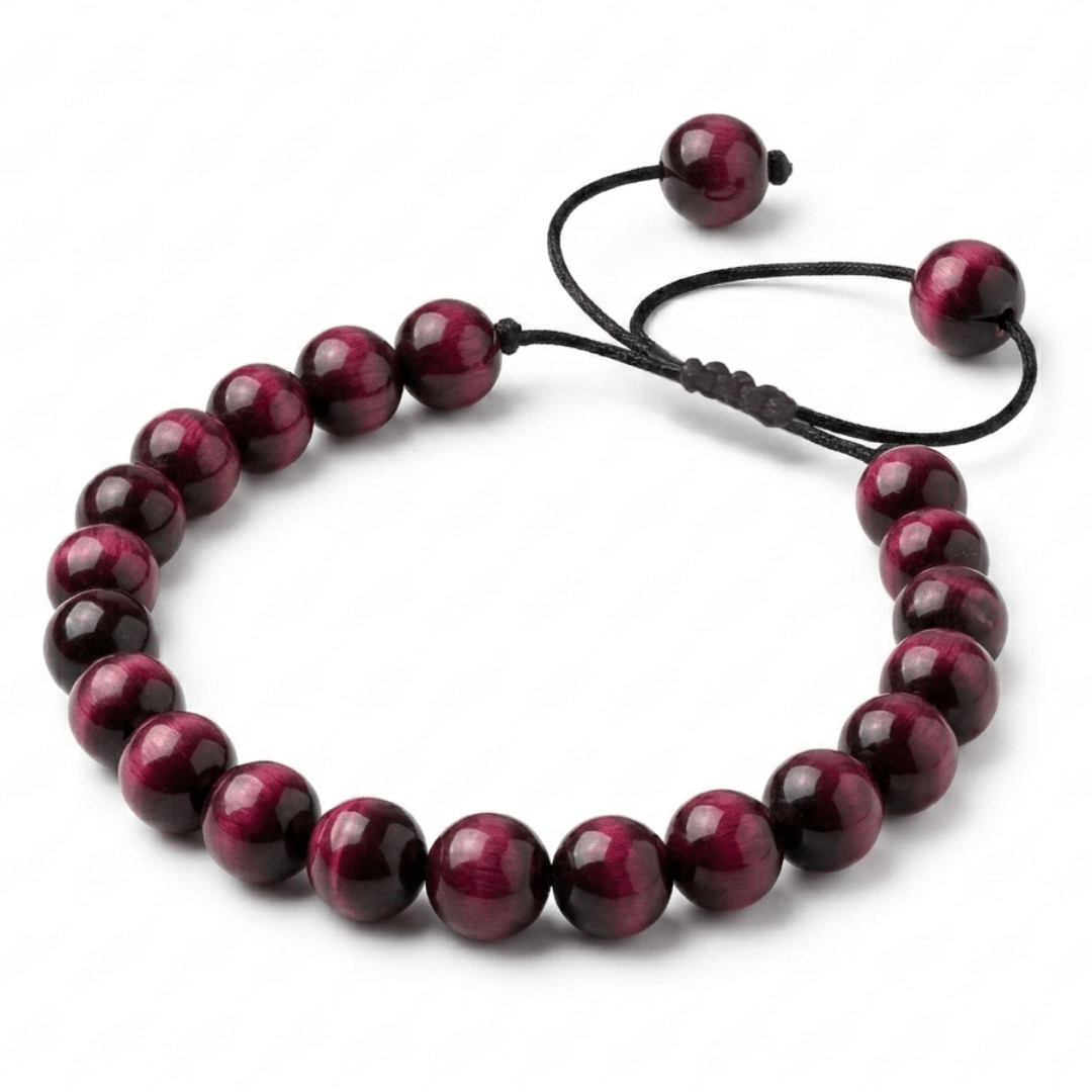 Rosa Tigerauge Armband metallfrei für Allergiker Dominika Marx, schimmernde Natursteinperlen verstellbare Kordel, spiritueller Begleiter Tigerauge Schmuck Witchhaven, hautverträglicher Schmuck ohne Metall energetische Reinigung, rituelles Reinigungsritual Perlenarmband, Heilsteine für Mut sowie Selbstvertrauen, exklusives Design Edelstein Unikat rosa schwarz