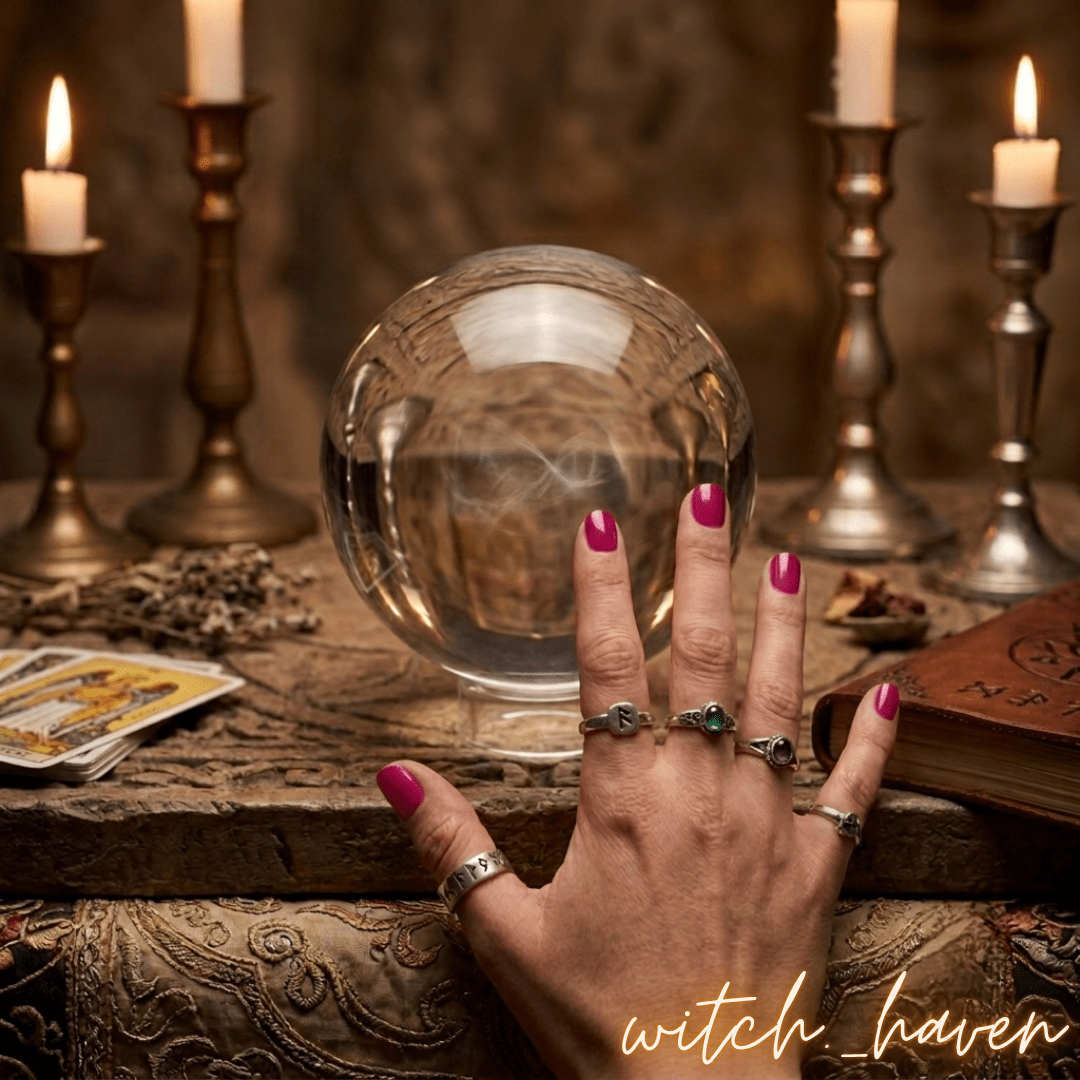 Kristall Wahrsager Kugel aus glasklarem K9 Glas Dominika Marx, große transparente Glaskugel mit rundem Acrylständer, spiritueller Begleiter Wahrsagen Scrying Meditation Witchhaven, makelloses Kristallglas für professionelle K9 Fotografie, rituelles Reinigungsritual Seherkugel Set, Edelsteine für Fokus sowie klare Gedanken, exklusives Design magische Dekoration transparent weiß