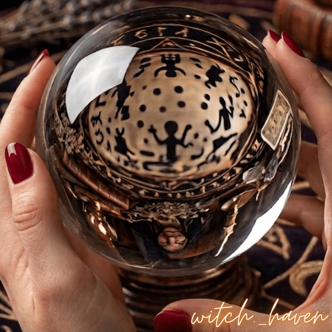 Kristall Wahrsager Kugel aus glasklarem K9 Glas Dominika Marx, große transparente Glaskugel mit rundem Acrylständer, spiritueller Begleiter Wahrsagen Scrying Meditation Witchhaven, makelloses Kristallglas für professionelle K9 Fotografie, rituelles Reinigungsritual Seherkugel Set, Edelsteine für Fokus sowie klare Gedanken, exklusives Design magische Dekoration transparent weiß