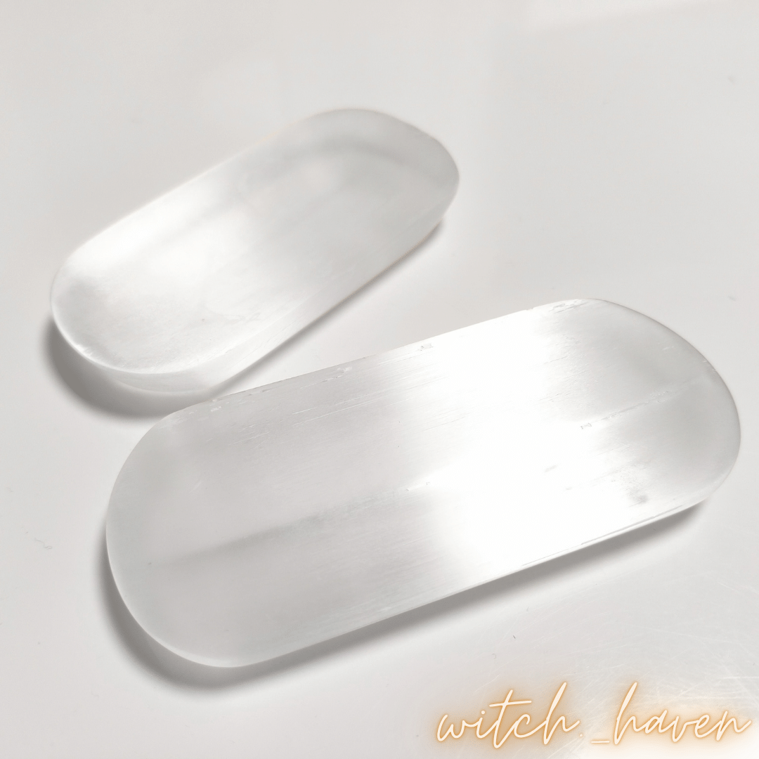 Selenit Schale oval echte Ladeschale Dominika Marx, exklusive Kristallschale weiß für Meditation sowie Alltag, spiritueller Begleiter Marienglas Witchhaven, handverlesener Naturstein Teller für Edelsteine, rituelles Reinigungsritual weißer Salbei Geschenkset, Edelsteine und Räucherwerk für Fokus sowie positive Gedanken, magische Ladeplatte transparent weiß