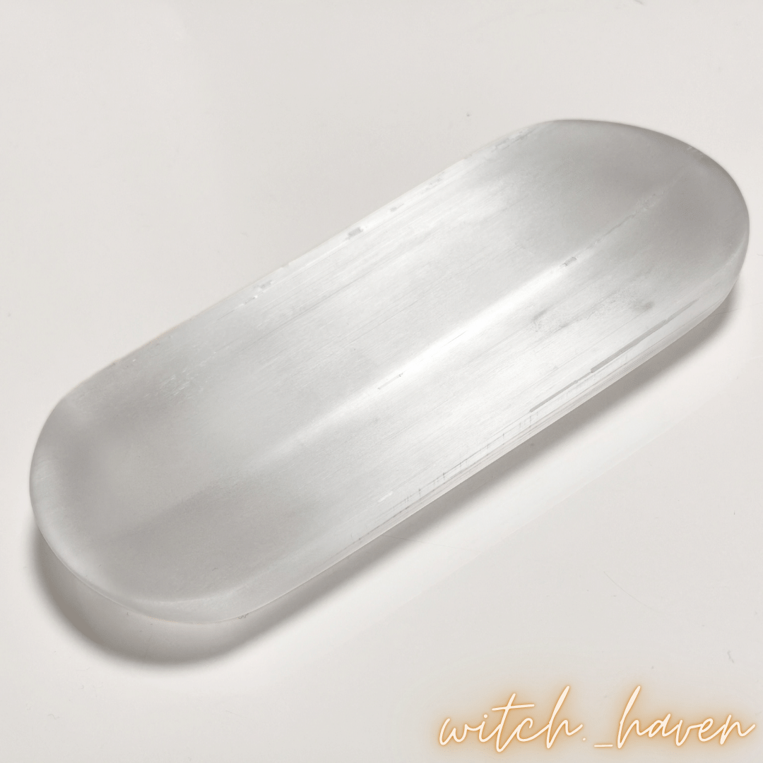 Selenit Schale oval echte Ladeschale Dominika Marx, exklusive Kristallschale weiß für Meditation sowie Alltag, spiritueller Begleiter Marienglas Witchhaven, handverlesener Naturstein Teller für Edelsteine, rituelles Reinigungsritual weißer Salbei Geschenkset, Edelsteine und Räucherwerk für Fokus sowie positive Gedanken, magische Ladeplatte transparent weiß